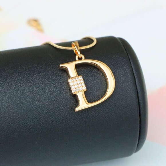 "Rose Gold Plated D Initial Pendant with Sparkling Crystal Detail, XPPT1415 - Picture 5 of 13